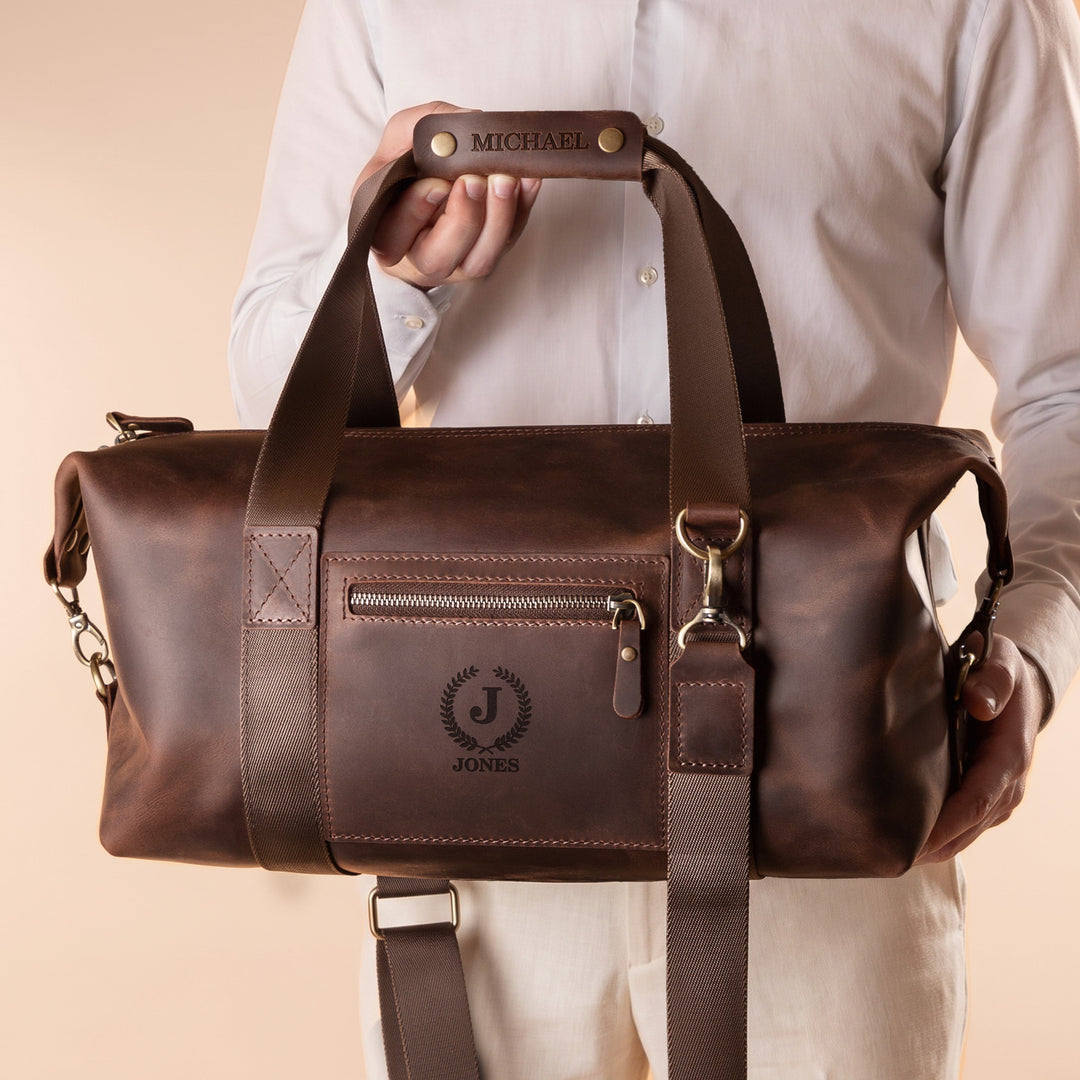 Top Grain Leather Weekender Bag for Men