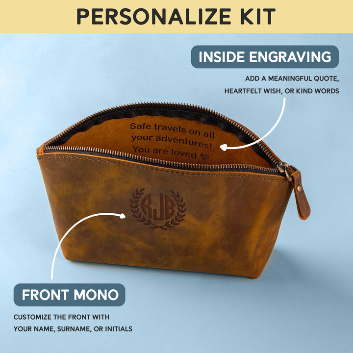 Personalized Leather Makeup bag