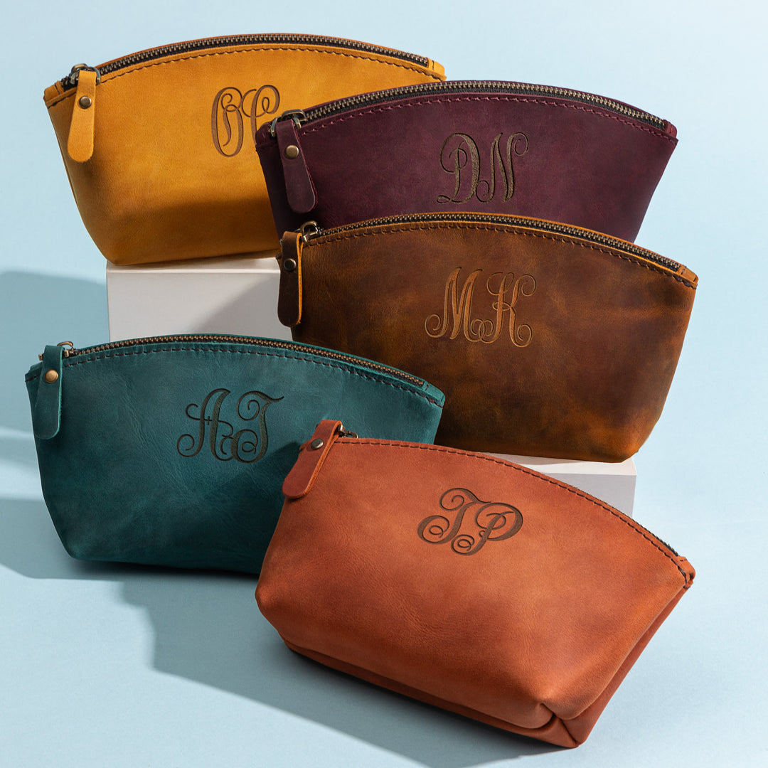 Personalized Leather Makeup bag