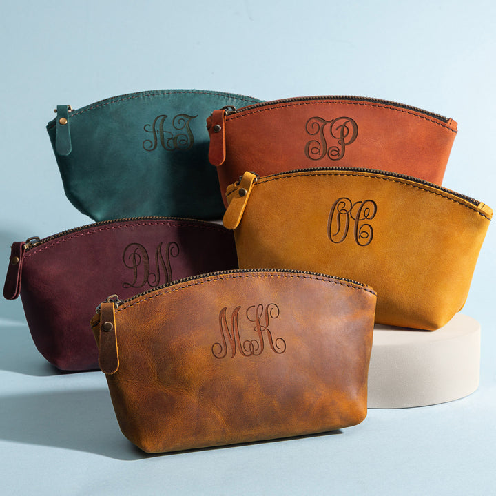 Personalized Leather Makeup bag