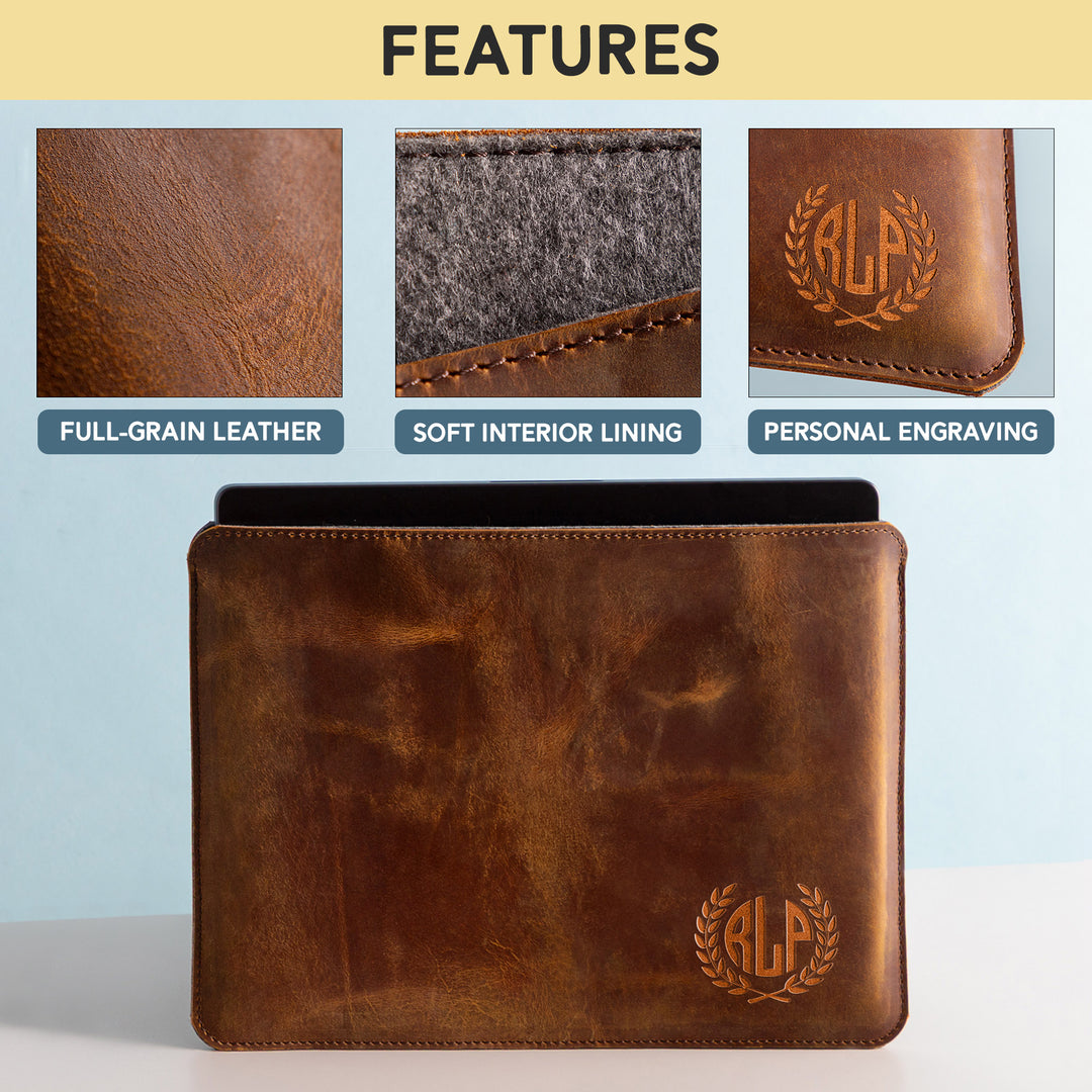 Personalized Leather Laptop Sleeve