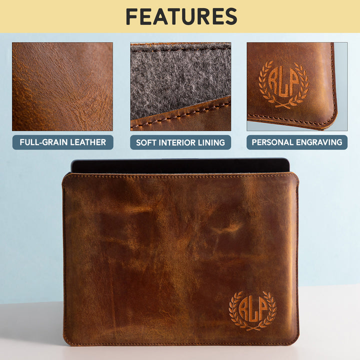 Personalized Leather Laptop Sleeve
