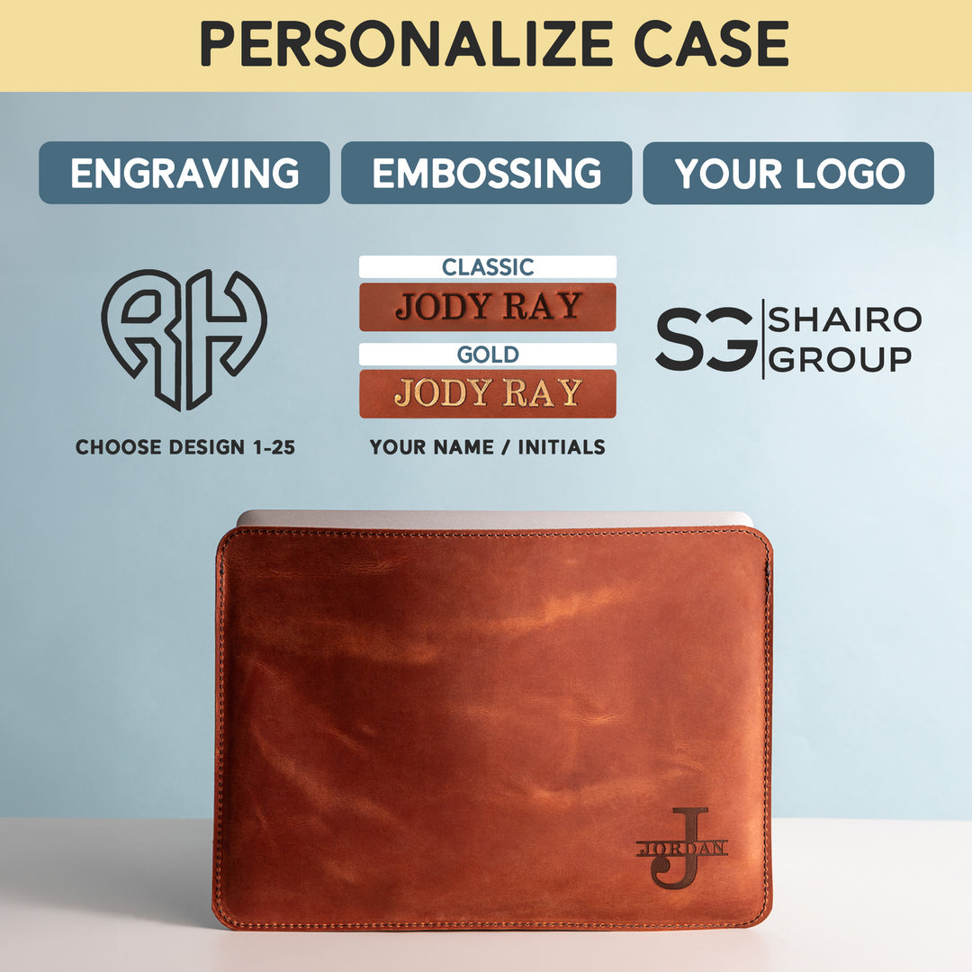 Personalized Leather Laptop Sleeve