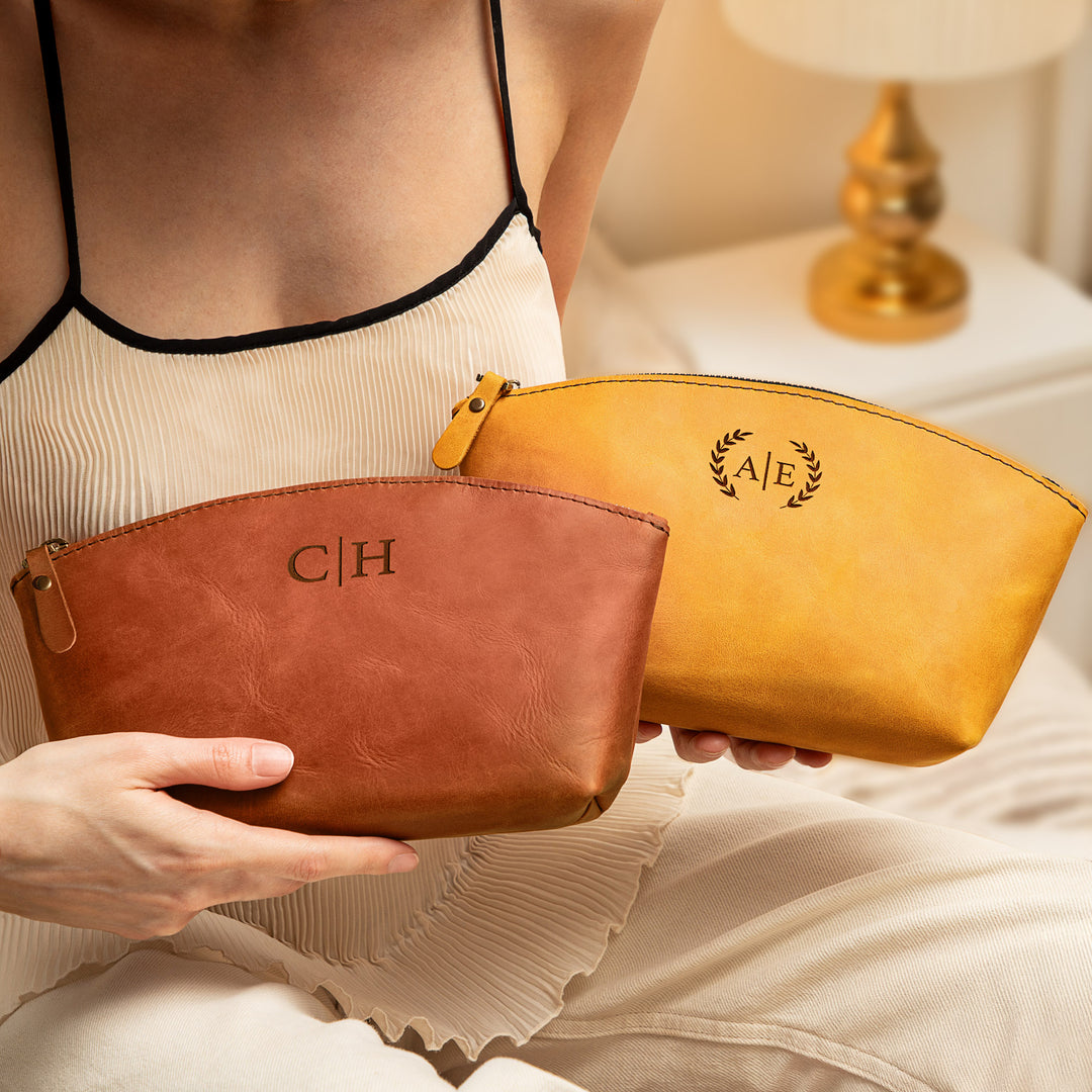 Personalized Leather Makeup bag