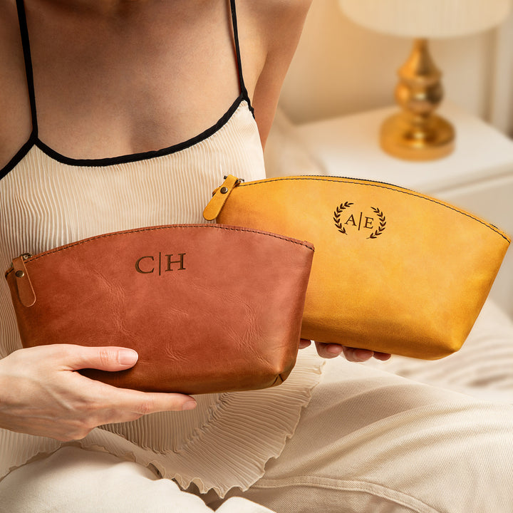 Personalized Leather Makeup bag