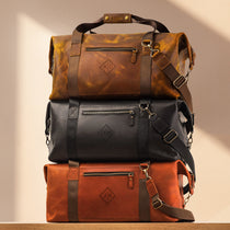 Monogrammed Men’s Leather Duffle Bag | Personalized Travel & Gym Weekender with Strap and Front Pocket