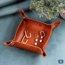 Top Grain Leather Valet Tray | Custom Leather Catch All Organizer for Men’s Essentials