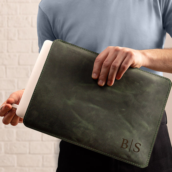 Personalized Leather Laptop Sleeve
