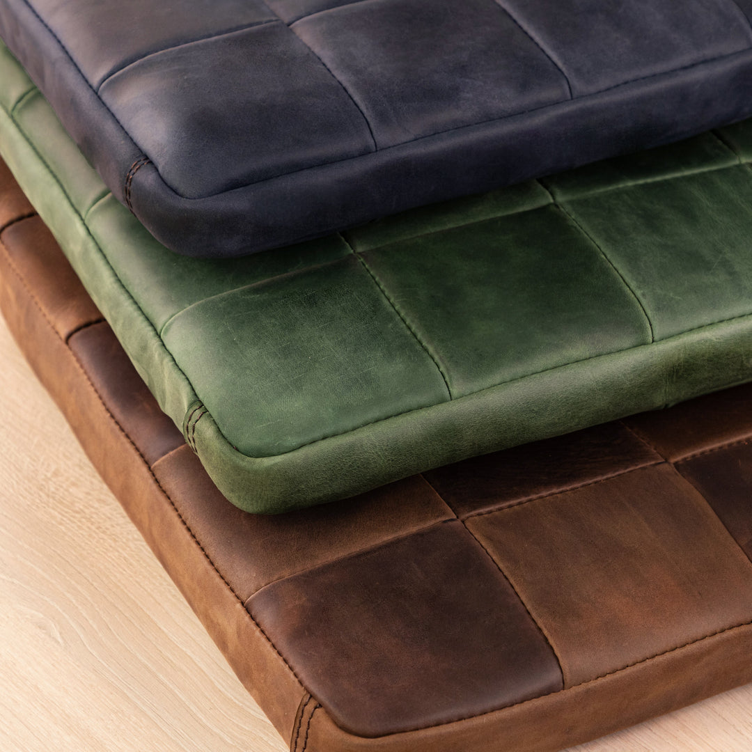 Custom Size Full Grain Leather Cushion | Personalized Bench or Chair Cushion Home Decor