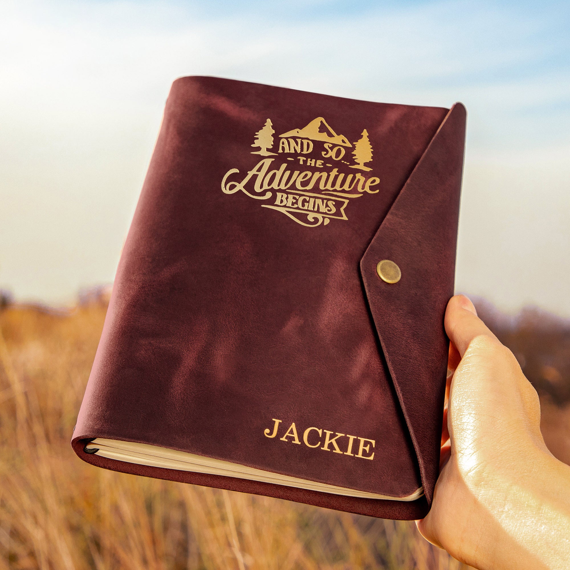 Notebook Snap Full Grain Leather Snap Notebook | Custom Refillable Journal Gift for ...