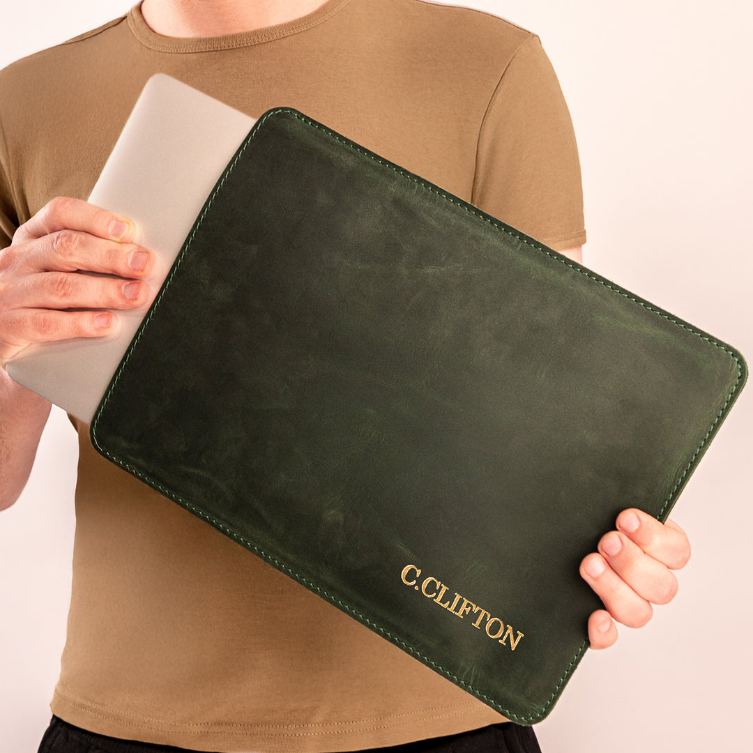 Personalized Leather Laptop Sleeve