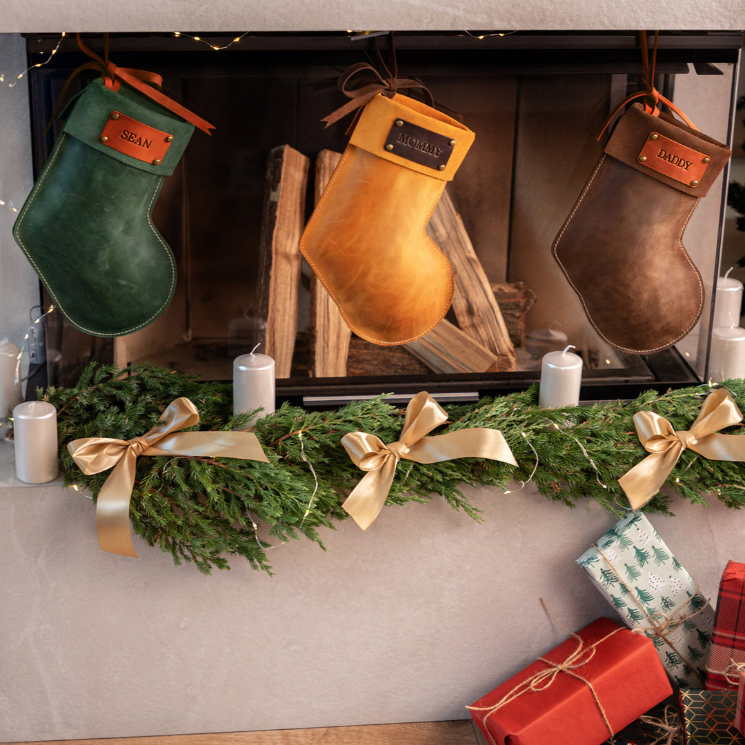 Personalized Leather Christmas Stockings