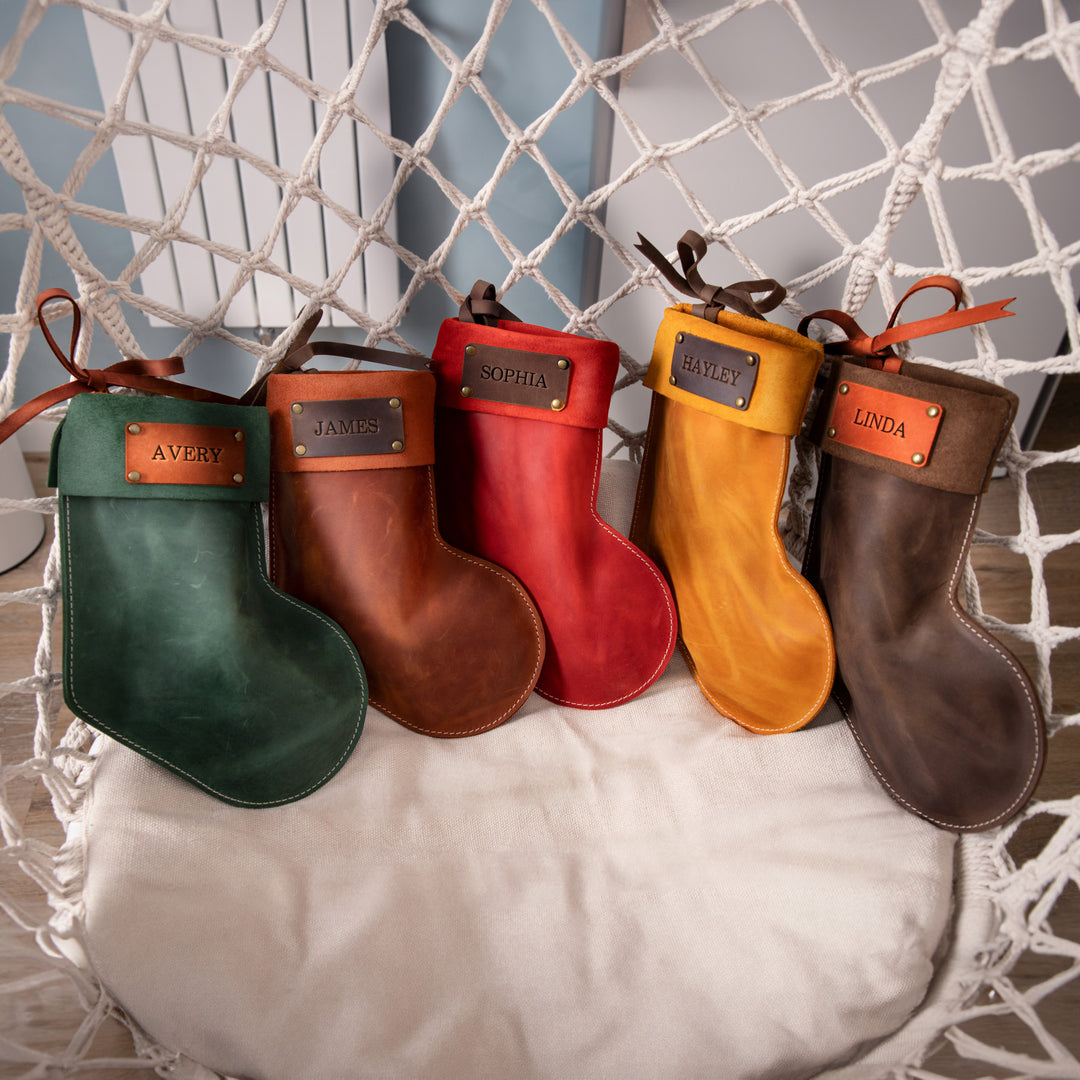 Personalized Leather Christmas Stockings