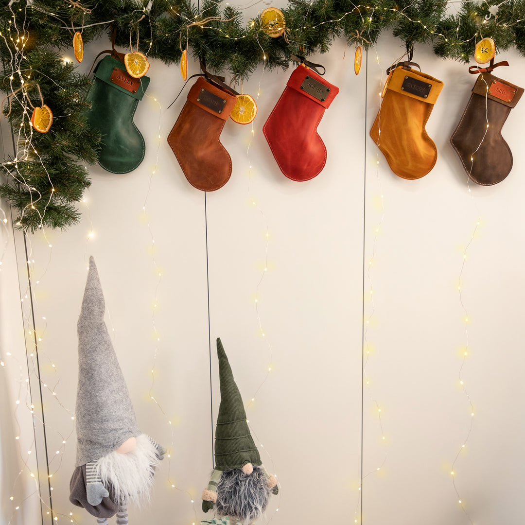 Personalized Leather Christmas Stockings