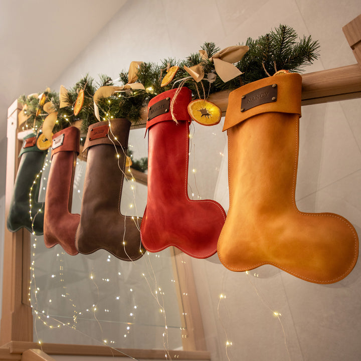 Personalized Leather Christmas Stockings
