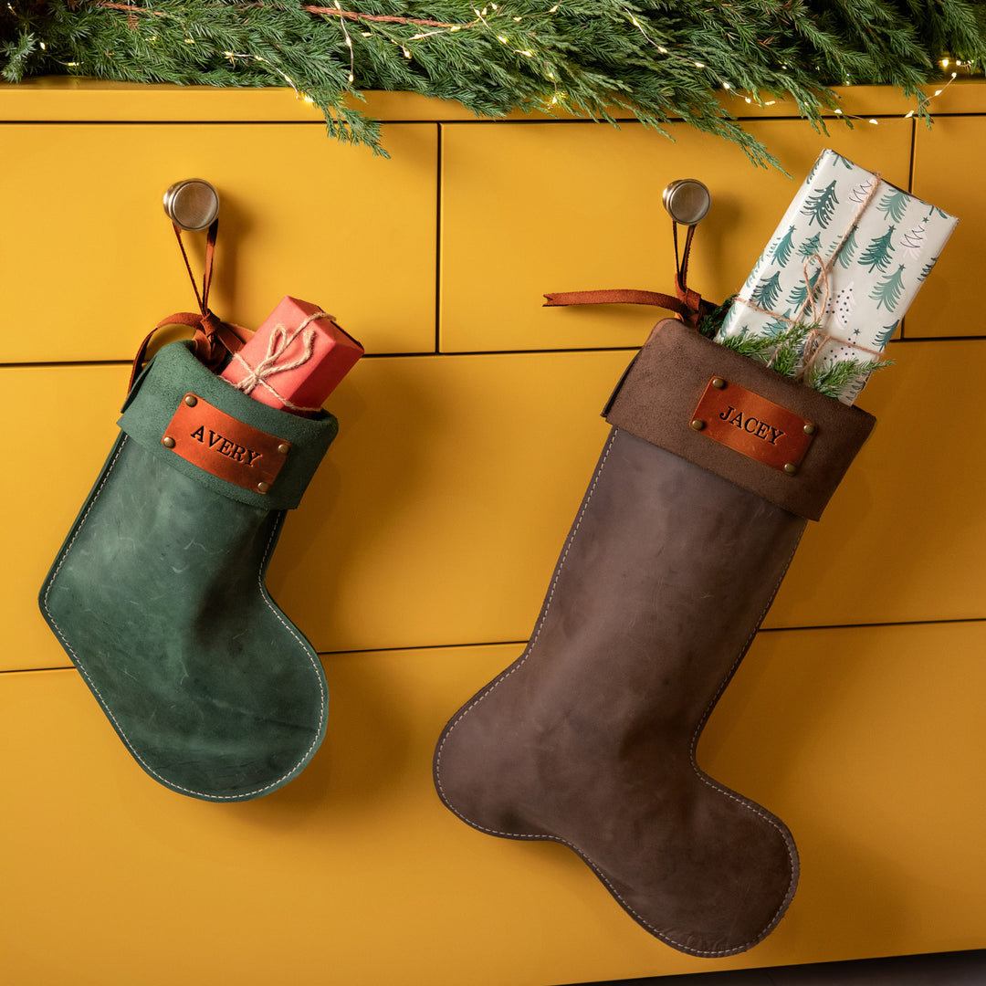 Personalized Leather Christmas Stockings