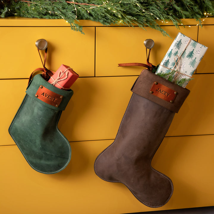 Personalized Leather Christmas Stockings