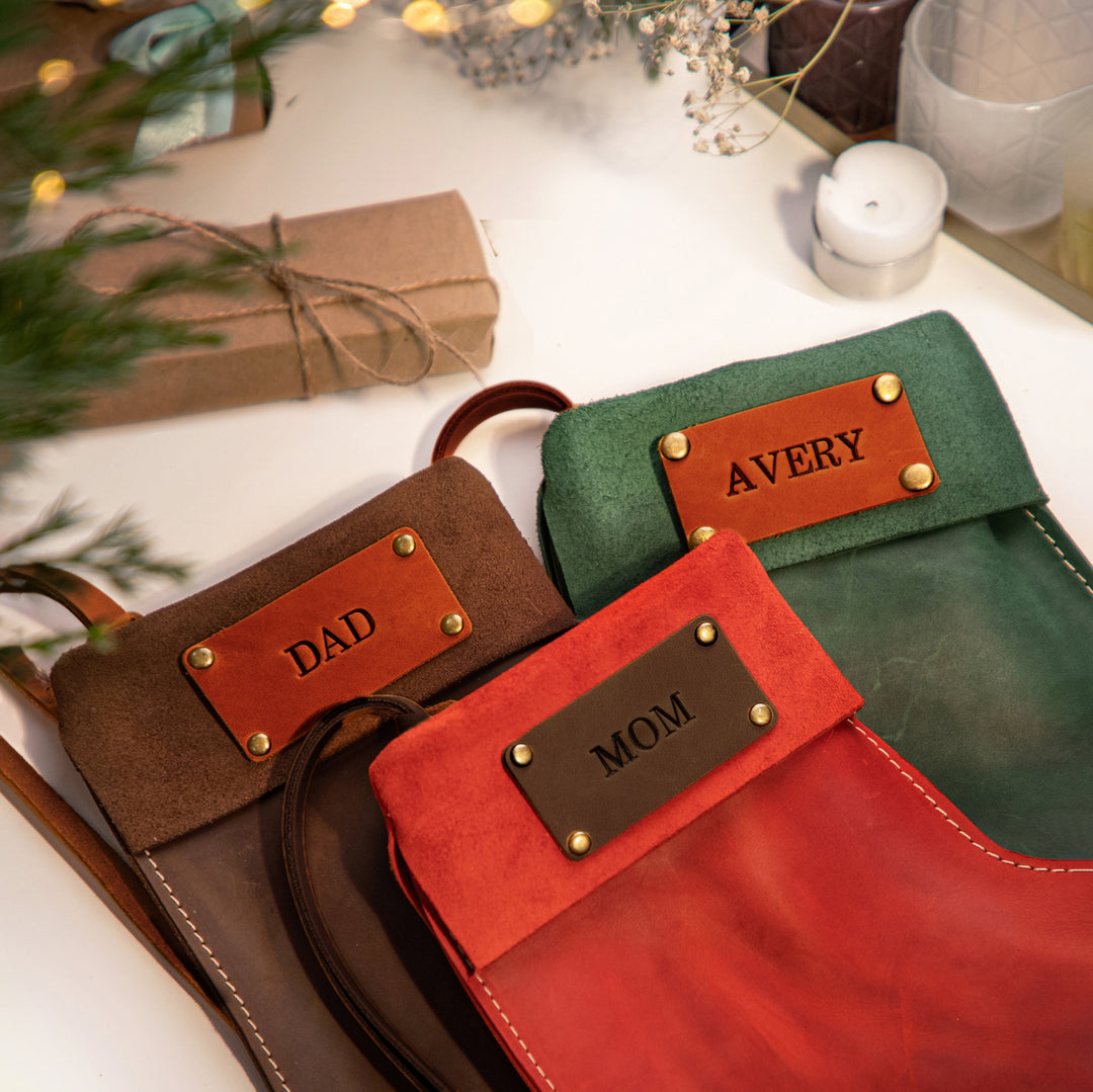 Personalized Leather Christmas Stockings