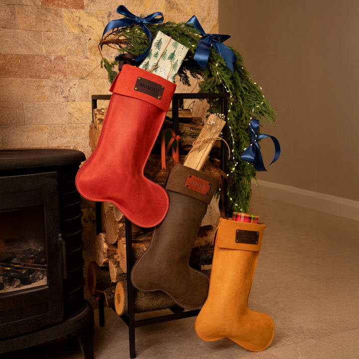 Personalized Leather Christmas Stockings