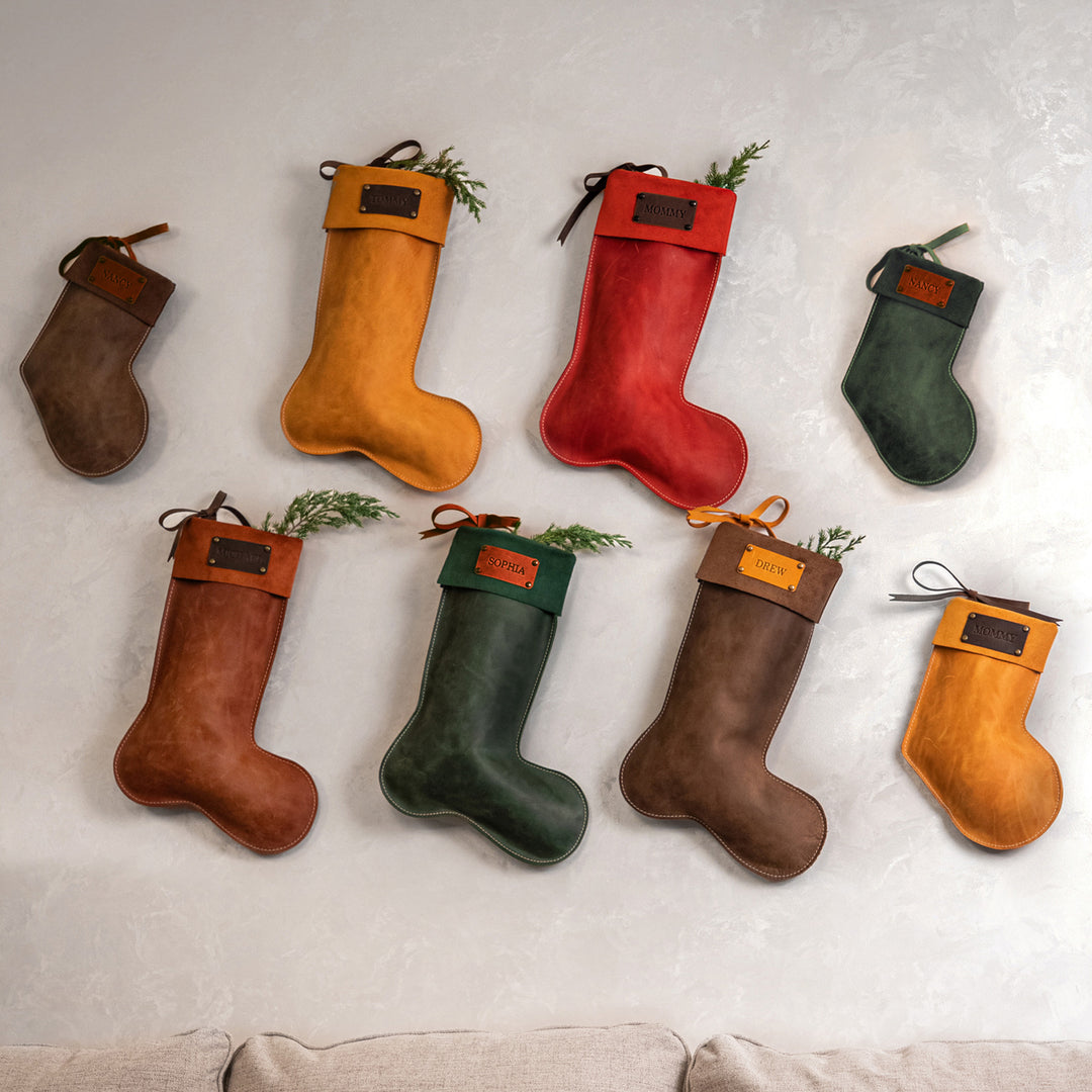 Personalized Leather Christmas Stockings