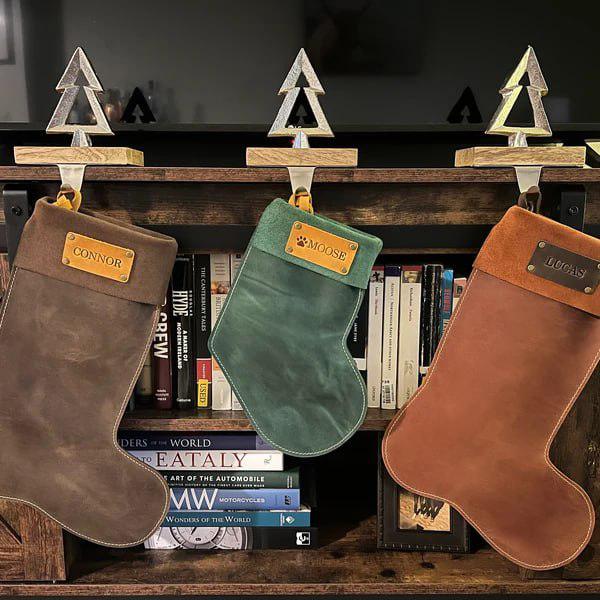 Personalized Full Grain Leather Christmas Stocking
