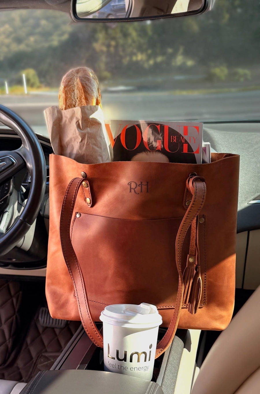 Regular Size Leather Tote Bag for Women – Everyday Carry Tote, Large Size Shopper Bag, Casual Travel Purse